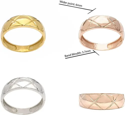 Vista 3 de Anillo Capitoné de cúpula pequeña para mujer en oro macizo de 9K, 14K y 18K, banda de oro Capitone, anillo de oro con textura, regalo único, regalo