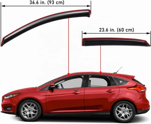 Vista 2 de Lightronic Visera de ventana de ventilación automática con clip extra duradera, compatible con Ford Focus Sedan y Hatchback 2012-2018, protección