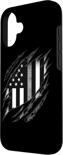 Vista 2 de Correctional Correctional Officers Silver Line - Carcasa para iPhone 16 con la bandera estadounidense
