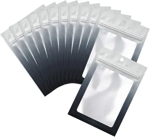 Vista 11 de 100 piezas de bolsas de mylar resellables, bolsas de almacenamiento de alimentos de color degradado, bolsas de cremallera de papel de aluminio