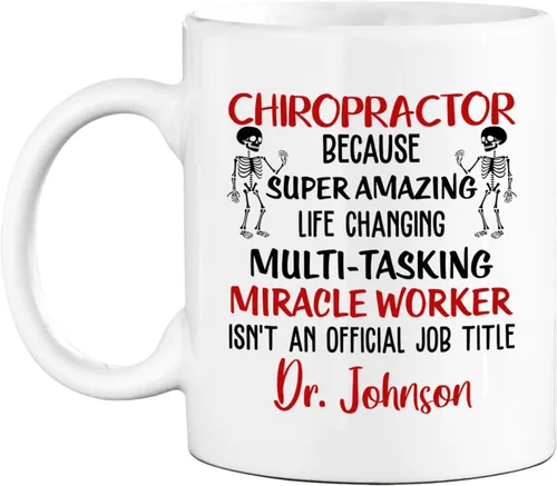 Vista 9 de Taza de té blanca personalizada con nombre quiropráctico de 11 onzas, 15 onzas, taza de café quiropráctico personalizada, taza de café quiropráctica