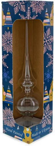 Vista 3 de Dimensional White Jewels on Speckled Silver Glass Christmas Tree Topper 11 pulgadas