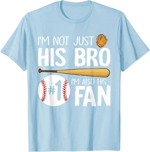 Vista 92 de Camiseta Baseball Brother I'm Not Just His Bro I'm His Number One Fan, Negro