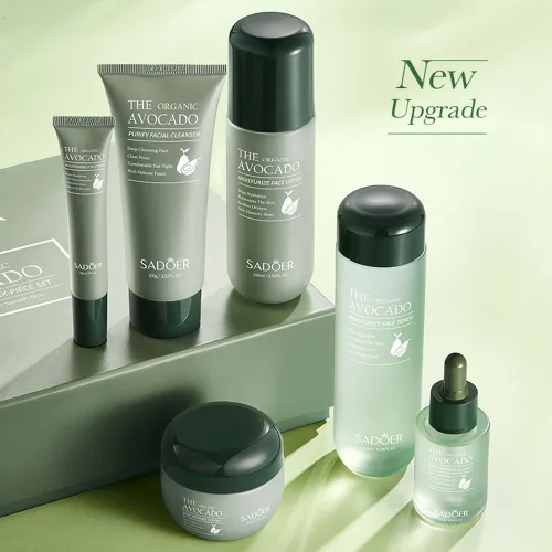 Vista 8 de Kit de cuidado de la piel de aguacate de 7 piezas, set de regalo para el cuidado de la piel con limpiador facial, tónico, loción, suero facial