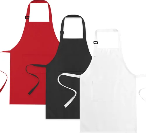 Vista 8 de Paquete de 3 delantales para niños para cocinar, ajustables, delantales divertidos con bolsillos para niños y niñas, pintura, hornear Kitchen