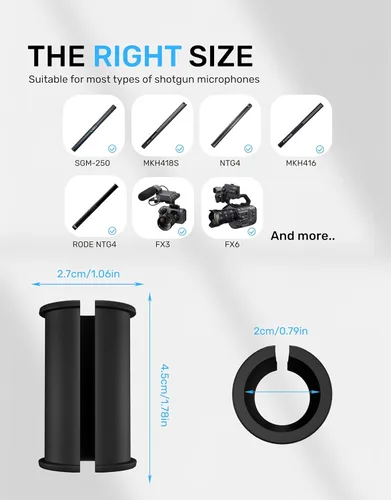 Vista 7 de 5 fundas de goma para micrófono, compatibles con Sony Camcorder Rode NTG, Sennheiser MKH Shotgun Mic FX3, FS7, FX6, FX8, FX9, NX80, FS5