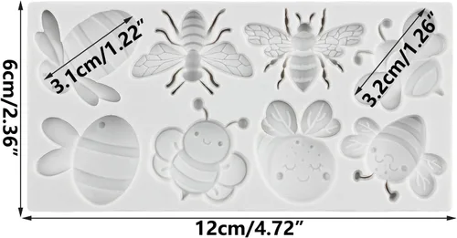 Vista 2 de Molde de silicona de abejorros para fondant de abeja, molde de chocolate para decoración de pasteles de azúcar, decoración de cupcakes, pasta
