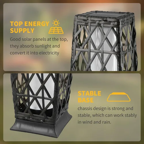 Vista 5 de Lámpara de pie para exteriores alimentada por energía solar, 2 lámparas de pie para exteriores, linternas solares impermeables, lámpara de cubierta