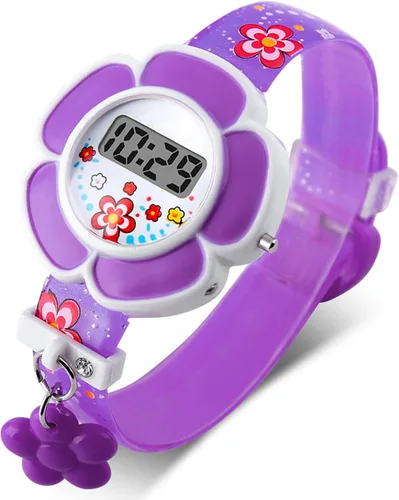 Vista 6 de Reloj para niños con forma de flor para niña, reloj digital de dibujos animados novedosos 1144