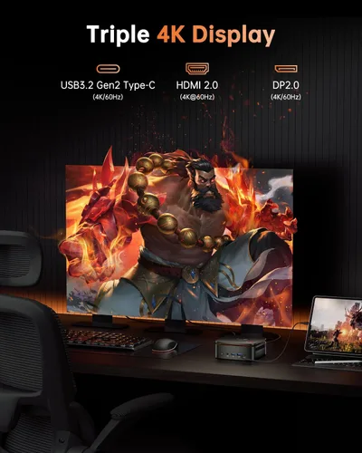 Vista 5 de KAMRUI Hyper H1 AMD Ryzen 7 6800H Mini PC para juegos, 32 GB de RAM 1 TB