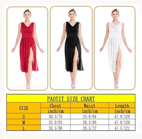 Vista 7 de PAOTIT Vestido de baile lírico de tul sin espalda, vestido de ballet moderno, falda larga de encaje dividida