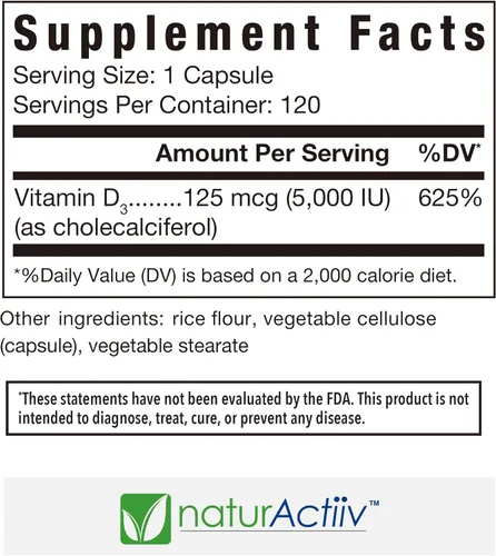 Vista 2 de Microcápsulas orgánicas de vitamina D3 de 5000 UI – Suplemento VIT D de alta resistencia para mujeres/hombres – Absorción rápida, aumenta