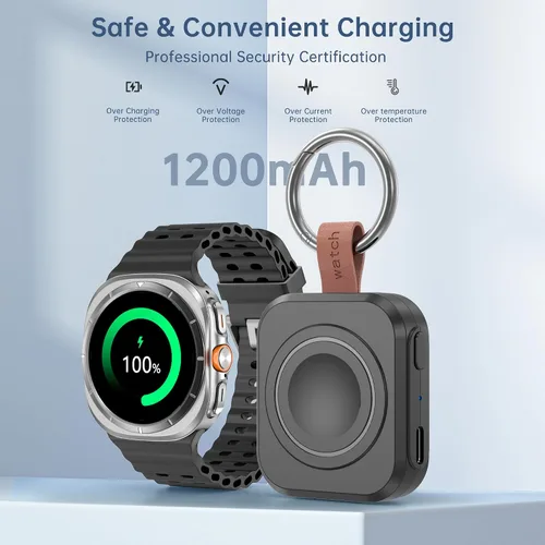 Vista 6 de Cargador de reloj Samsung, cargador rápido compatible con Galaxy Watch 7/Ultra/6/6 Classic/5 Pro/5/4/4 classic/3/Active2/1