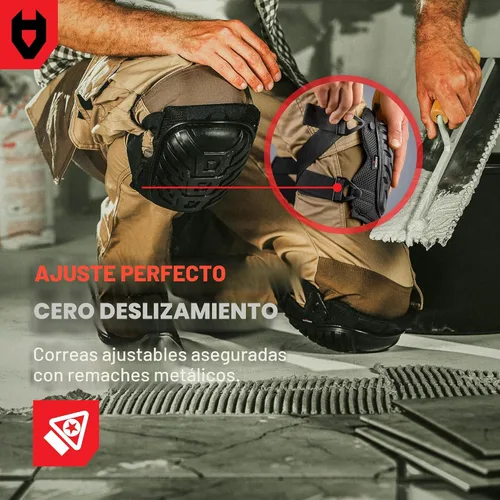 Vista 5 de NoCry Rodilleras profesionales de gel para trabajo con suave espuma y cojín de gel — Capa resistente, correas ajustables reforzadas, remaches