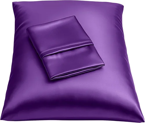 Vista 48 de ShopBedding - Lujosa funda de almohada de satén para el cabello, 2 unidades, satinada, estándar, con cremallera, estampado de cebra marrón