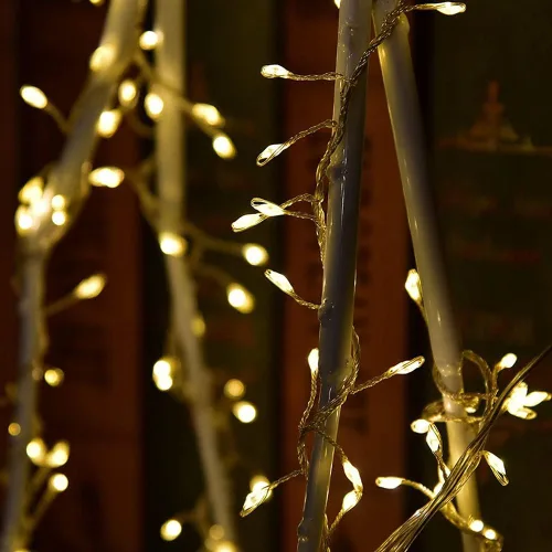 Vista 6 de Cadena de luces de petardos de 10 pies con cable de cobre blanco cálido, luces de hadas en racimo para interiores con control remoto y temporizador