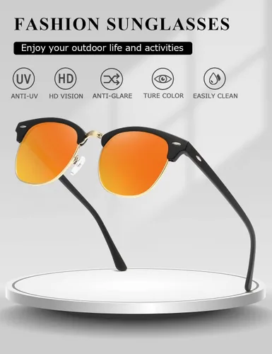 Vista 132 de AEVOGUE Gafas de sol polarizadas para mujeres y hombres semi marco retro gafas de sol AE0369