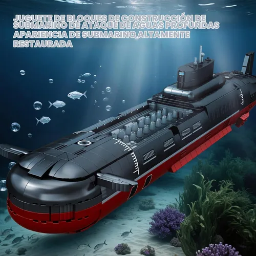 Vista 3 de Reobrix Juego de construcción de submarino nuclear para adultos, kit de modelo de submarino nuclear de clase tifón, decoración coleccionable