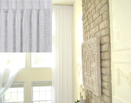 Vista 10 de Ikiriska Cortina de lino transparente extra larga (1 panel) hecha a medida de 12 13 14 15 16 17 18 20 24 pies 2 pisos gris, beige, blanco, crema