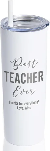 Vista 14 de Lifetime Creations Vaso de acero inoxidable grabado personalizado con popote de 20 onzas (menta), regalo para profesor, tutor, instructor