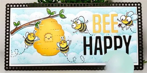 Vista 8 de Happy Bee Day - Juego de sellos y troqueles para hacer tarjetas, sellos transparentes y troqueles de corte de metal para álbumes de recortes