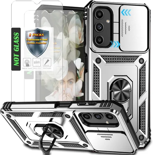 Vista 8 de Funda para Galaxy A26 con cubierta para lente de cámara, protector de pantalla HD, protección contra caídas de grado militar, soporte de anillo