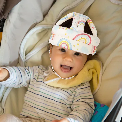 Vista 6 de Casco de seguridad para niños con protector de cabeza de bebé, anticolisión y ajustable, con cierre de para gatear, caminar y correr