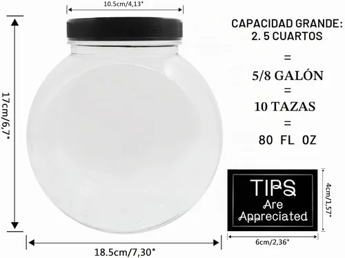 Vista 2 de Tarro grande para monedas, gran plástico transparente para monedas, cambio de dinero con tapa ranurada plateada, 2 métodos de colocación, monedas