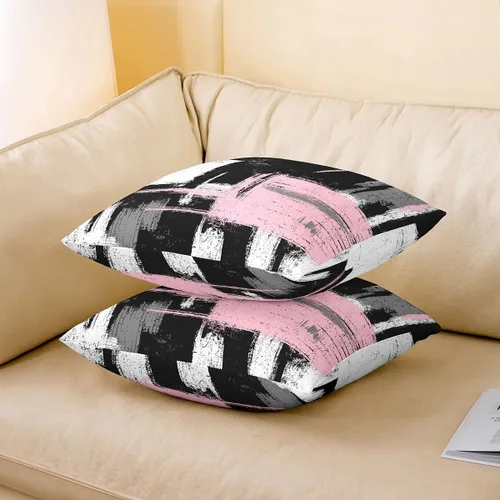Vista 81 de Juego de 2 fundas de almohada abstractas de 16 x 16 pulgadas para niños, niñas, adolescentes, decoración de dormitorio, moderna a rayas, decoración