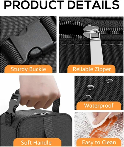 Vista 4 de HowFly Pequeña bolsa de merienda aislada para niños - Lonchera para mujeres/hombres - Bolsas de almuerzo enfriadoras plegables y reutilizables