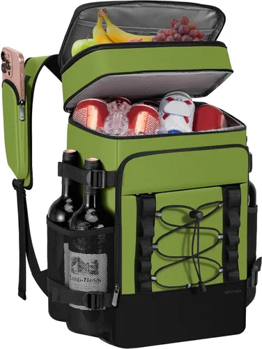 Vista 10 de MIYCOO Mochila enfriadora – 40 latas con aislamiento para hombres y mujeres, portátil con 2 compartimentos a prueba de fugas, bolsa enfriadora