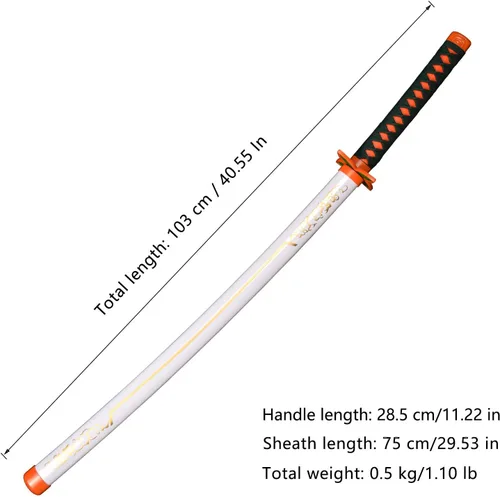 Vista 2 de Espadas de cosplay Kochou Shinobu Samurai Katana juguete de plástico para juego de disfraces Halloween Cosplay regalo 40 pulgadas