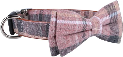Vista 3 de Faleela - Bonito collar para perra suave y cómodo con lazo, collar con corbatín para perro macho, collar desmontable y ajustable para mascotas