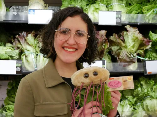 Vista 3 de Giant Microbes peluche de tejido suave en forma de E. Coli (escherichia Coli)