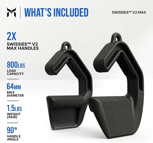 Vista 6 de KENSUI Swissies V2 MAX Grip Handles, Pair MAX grip attachments add neutral, pronated or supinated hand positions to bars, barbells, bands and