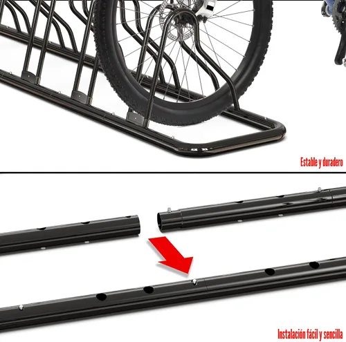 Vista 3 de Simple Houseware - Soporte de almacenamiento ajustable para 5 bicicletas, aparcamiento para suelo, color negro