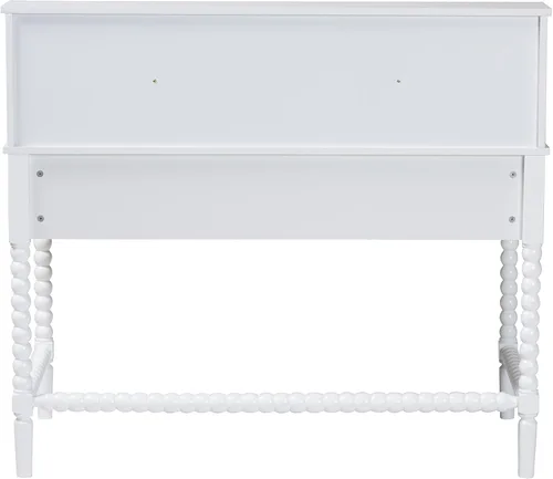Vista 6 de Baxton Studio Archwood Writing Desk with Hutch 3-Drawer Wood Desk White