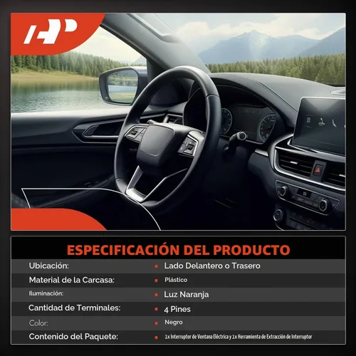 Vista 2 de A-Premium Interruptor de elevalunas eléctrico delantero derecho o trasero