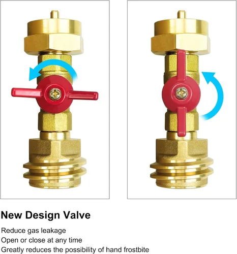 Vista 2 de Adaptador de tanque de propano de 1 libra a 20 libras con válvula, Conver CGA600 a QCC/Tipo 1 conector macho, se adapta a cilindros desechables de 1
