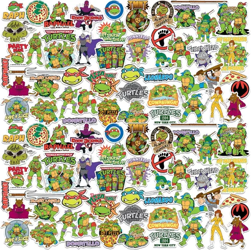 Vista 7 de Teenage Mutant Ninja Turtles TMNT 2nd Variety Mix 50 unidades de calcomanías grandes de vinilo de lujo – Laptop, botella de agua, álbum de recortes