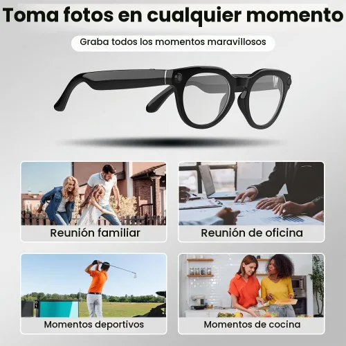 Vista 3 de Al - Lentes inteligentes, lentes de cámara de 8 MP con traducción en tiempo real y análisis de objetos, grabación de video HD 1080P, no requiere