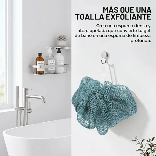 Vista 2 de UJFQBH African Net Sponge Authenti, exfoliante corporal para espalda y zonas de difícil acceso, exfoliante diario suave para limpieza profunda Gris