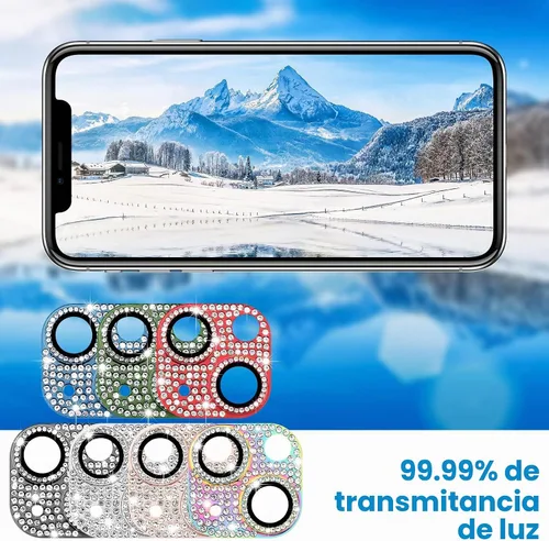 Vista 5 de Protector de lente de cámara para iPhone 13 & iPhone 13 Mini, brillante con diamantes de imitación 3D con purpurina, cubierta de cámara de vidrio
