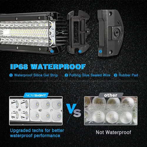 Vista 3 de NOVSIGHT Barra de luz LED de 32 pulgadas curvada de 180 W para luces de pod, combo de haz de inundación de 18000 lúmenes de luces de conducción
