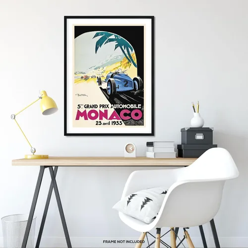Vista 6 de Grand Prix de Mónaco 1933 - Impresión artística vintage de carreras – Arte de pared de coche clásico, póster retro de carreras de automóviles