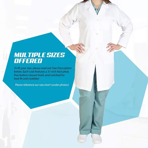 Vista 6 de M&M SCRUBS Bata blanca de laboratorio de mujer, XS, Blanco