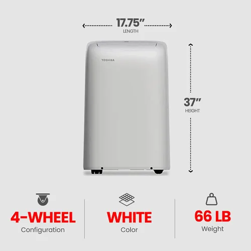 Vista 3 de Toshiba (renovado) 12,000 BTU (8,000 BTU DOE) Aire acondicionado portátil WiFi de 115 voltios con modo deshumidificador para hasta 350 pies cuadrados