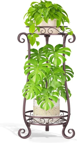 Vista 20 de LASZOLA 3 Tiers Metal Corner Plant Flower Stand Tall Indoor Outdoor, Bronze Bronce