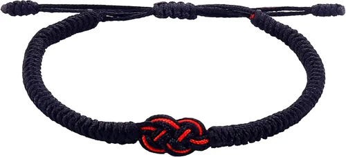 Vista 24 de Pulseras tibetanas hechas a mano con cuerda roja para él y ella, pulsera de la amistad, pulsera de la amistad, hilo negro y rojo para protección