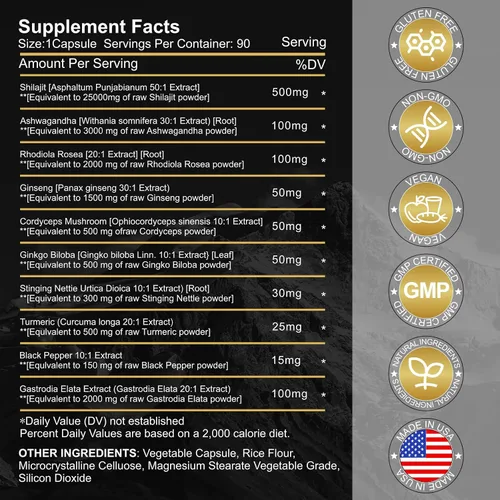Vista 3 de 35450MG Suplemento Shilajit puro – Shilajit orgánico del Himalaya para hombres y mujeres, Shilajit de máxima potencia para mejorar la energía